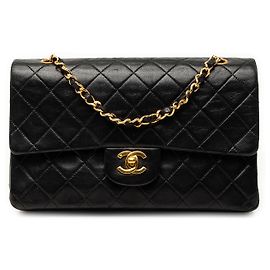 Chanel Black Medium Classic Lambskin Double Flap Noir