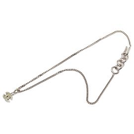 Collana con pendente Chanel Silver CC in ottone e smalto con cristalli Argento