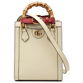 Bolsa Gucci Diana Mini em couro de bezerro branco com alça de bambu Branco Cru