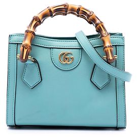 Bolsa Diana Mini em couro de bezerro azul com alça de bambu Gucci Azul Azul claro