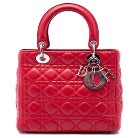 Lady Dior aus Lammleder Cannage rot Größe Medium Rot