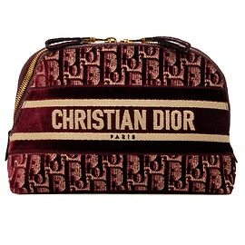 Dior Kosmetiktäschchen aus besticktem Red Oblique Samt Rot Bordeaux