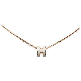 Pendentif Mini Pop H en émail rose or rose Hermès Rose Autre