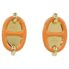 Hermès Hermes Mini Maillon 10052FE Earrings Orange