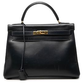 Hermès Blue Box Calf Kelly Retourne 32 Blue Navy blue