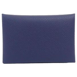 Hermès Hermes Calvi Kartenetui Blau Marineblau