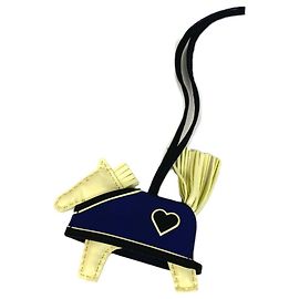 Hermès Hermes Cheval Rodeo Robeo Coeur PM Accessorio per borsa e portachiavi Blu Giallo