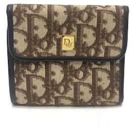 Christian Dior Trotter Pattern Brown Tri-fold Wallet Brown
