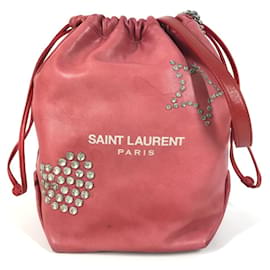 Borsa a tracolla Teddy Studded Logo Heart con catena Yves Saint Laurent Rosso