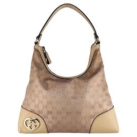 Bolsa de Ombro Gucci GG Canvas Bege Metálico