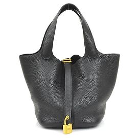 Hermès Borsa Hermes Picotin Lock PM 18 in pelle Taurillon Clemence nera Nero