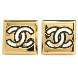 Chanel Clip-Ohrringe Black and Gold Schwarz Golden