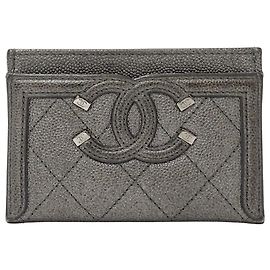 Tarjetero Matelassé CC Filigree Chanel Castaño Metálico