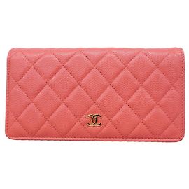 Portefeuille long rose Chanel Rose