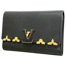 Cartera de doble pliegue en cuero Taurillon Louis Vuitton Negro