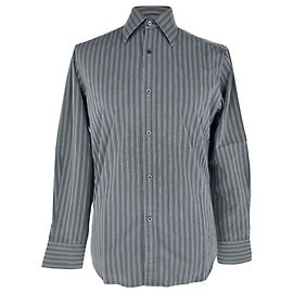 Gucci Gestreiftes Button-Down-Hemd aus grauer Baumwolle Grau