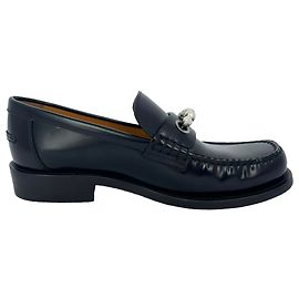 Mocassins Christian Dior em couro preto com detalhes de pérolas Preto