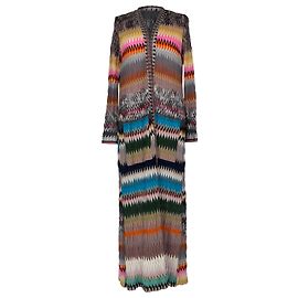 Long cardigan en maille Missoni à motifs chevron multicolore en viscose Multicolore