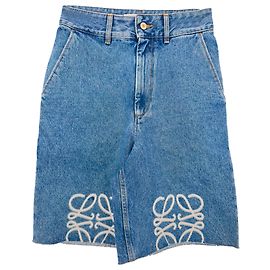 Short Bermuda Loewe Anagram em denim de algodão azul Azul