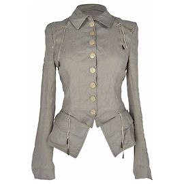 Stella Mc Cartney Stella Mccartney Victorian Corset-Style Blazer aus cremefarbenem Leinen Weiß Roh