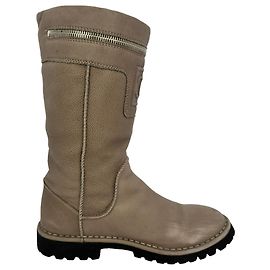Botas de Motociclista em couro marrom Chanel Marrom Vermelho