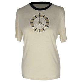 T-shirt a maniche corte Chanel 20C Lace Clock in viscosa bianca Bianco