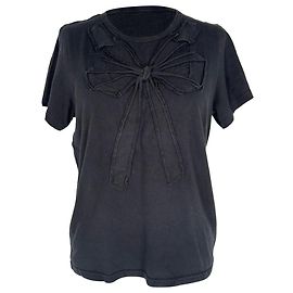 Marc Jacobs T-Shirt aus schwarzer Baumwolle mit Schleifendetails Grau