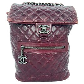 Chanel Small Mountain Quilted Backpack in Burgundy Calf Leather Dark red