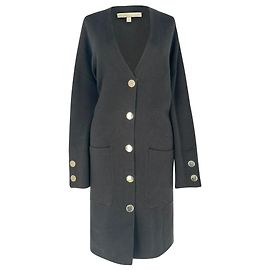 Maje Button-Down Mantel aus schwarzem Acryl Schwarz