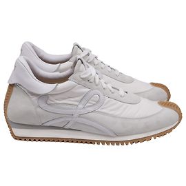Baskets Loewe Flow Runner en daim blanc Blanc Écru