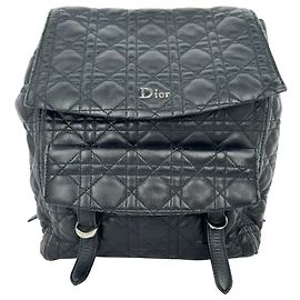 Dior Stardust Cannage Quilted Backpack in Black Lamb Leather Black