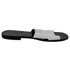 Loewe Logo Slides Flats in White Leather White