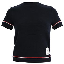 Camiseta de cuello redondo Thom Browne en algodón azul marino Azul marino