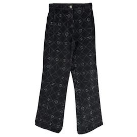 Jeans de perna reta com Logotipo Chanel em Algodão Multicor Multicor