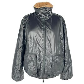 Moncler Zip-Up Shear-Lined Jacket in Black Polyamide Black