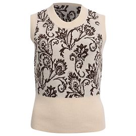Colete de malha sem mangas com estampa paisley em lã bege Sandro Paris Bege