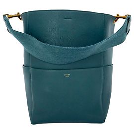 Céline Borsa a secchiello Celine Medium Sangle in pelle verde Verde Verde oliva
