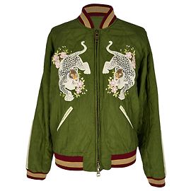 Chloé Reversible Bomber Jacket in Olive Viscose Green Olive green