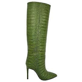 Botas Paris Texas Cizme Croc Embossed Knee Length Boots em couro verde Verde