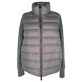 Moncler Zip-Up Down Knit Jacket in Grey Polyamide Grey