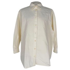 The Row Button-Down Shirt in White Cotton White Cream