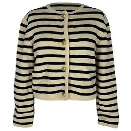 Céline Cardigan à rayures boutonné Celine en laine multicolore Multicolore