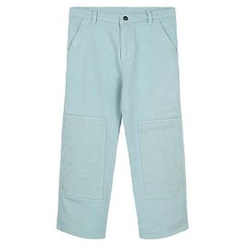 Dior KIDS Turquoise Blue Embroidered Straight Pants White