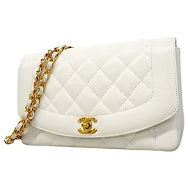 Bolsa de ombro Chanel Diana em pele de vitelo branca Branco