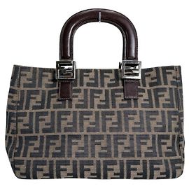 Borsa a Spalla Fendi Zucca Canvas Marrone