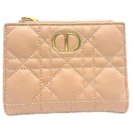 Cartera de doble pliegue rosa beige Christian Dior Beige