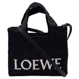 Loewe Raffia Font Tote Small Handtasche Schwarz Weiß