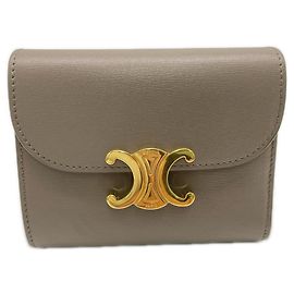 Céline Celine Shiny Calfskin Tri-fold Wallet Grey