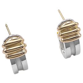 Tiffany & Co Orecchini Tiffany Atlas Grooved Double Line Argento D'oro