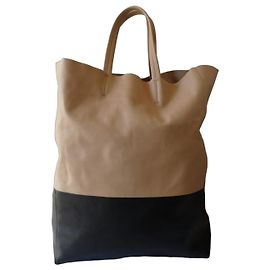 Céline Sac cabas bicolore en cuir Noir Beige